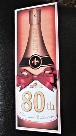 Large Dl 80th Champers in a Box Quick Card 3D Decoupage by Davina Rundle