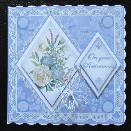 Blue Bouquet Your Retirement 7in Double Diamond Topper by Davina Rundle