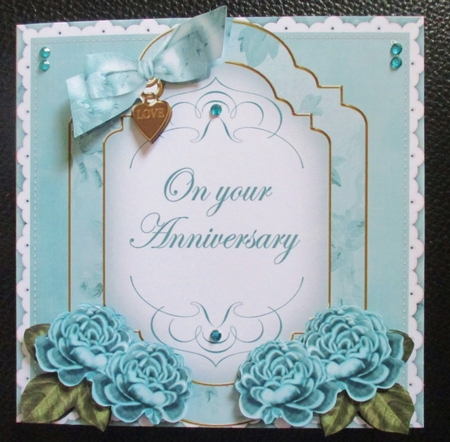 Dteal Rose Anniversary Fancy 7in Decoupage Topper by Davina Rundle