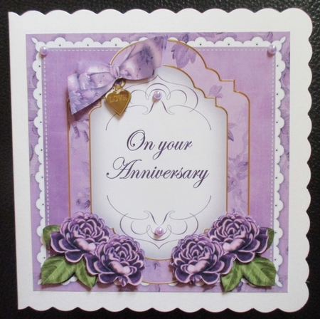 Purple Rose Anniversary Fancy 7in Decoupage Topper by Davina Rundle
