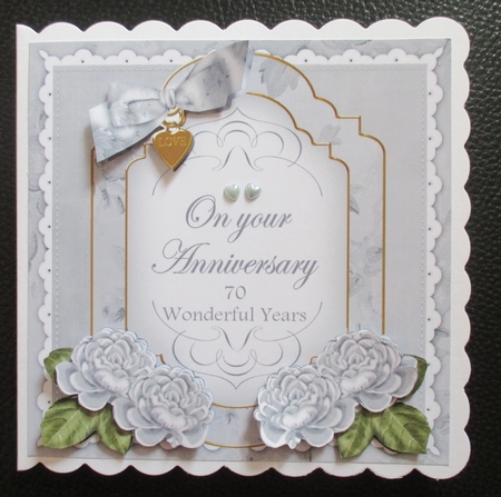 Silver Rose Anniversary Fancy 7in Decoupage Topper by Davina Rundle