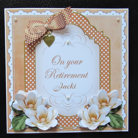 Borange Magnolia Retirement Fancy 7in Decoupage Topper by Davina Rundle