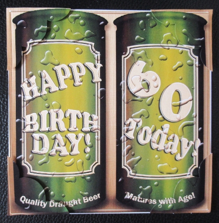 8 x 8 60th Birthday Beer Cans Scalloped Corner Topper by Davina Rundle