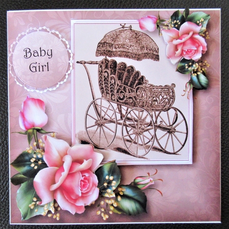 Vintage Wicker Baby Carriage - Pink Mini Kit by Davina Rundle