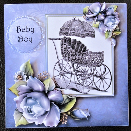 Vintage Wicker Baby Carriage - Blue Mini Kit by Davina Rundle