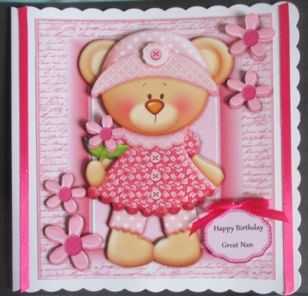 Gorgeous Bear with Pink Flower 8x8 Mini Kit by Davina Rundle