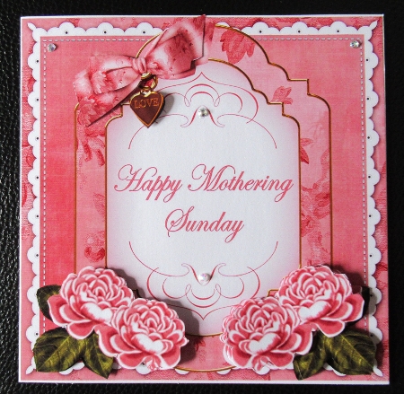 Pink Rose Mothering Sunday Fancy 7in Decoupage Topper by Davina Rundle