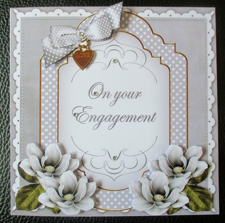 Silver Magnolia Your Engagement Fancy 7in Decoupage Topper by Davina Rundle