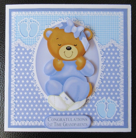 New Baby Boy Quick Card, with Teddy Bear by Davina Rundle