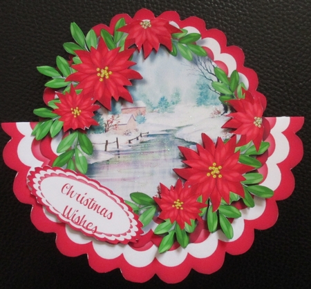 Lovely Christmas Rocker with Scene and Poinsettias  by Davina Rundle