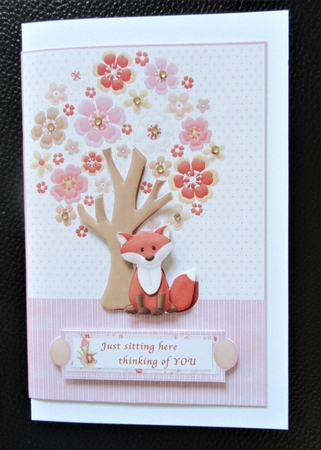 Just Sitting Here Thinking of You Fox and Tree Multi-use Card by Davina Rundle