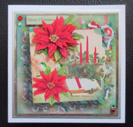 Red Candles and Bible 7x7 Card with Decoupage by Davina Rundle