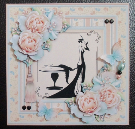 Champagne Art Deco Lady 8x8 Mini Kit & Decoupage by Davina Rundle