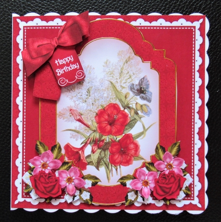 Red Hibiscous Happy Birthday 6in Floral Step by Step by Davina Rundle
