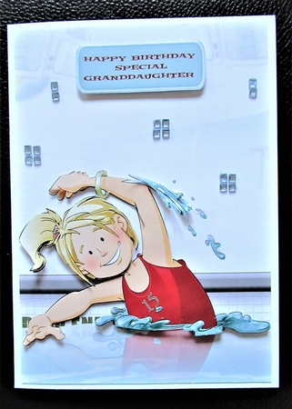 Swimmer Girl Red Costume by Davina Rundle