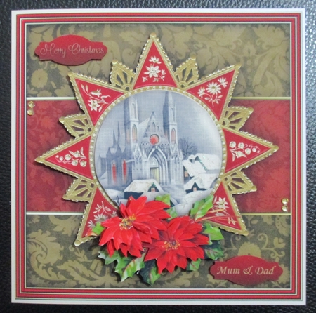 Church with Poinsettias 8x8 Mini Kit by Davina Rundle