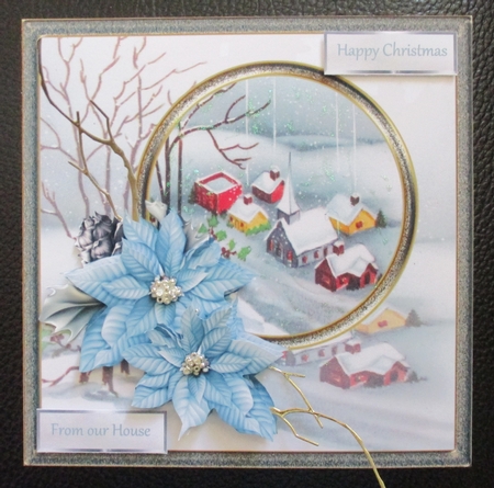 Village in the Snow Card with Decoupage by Davina Rundle