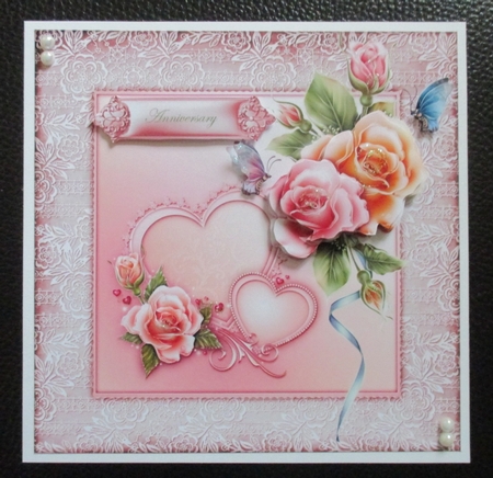 Two Hearts as One 7x7 Card with Decoupage by Davina Rundle