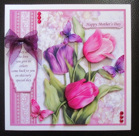 Pink Tulips 7.5 Decoupage Mini Kit All Occasions by Davina Rundle
