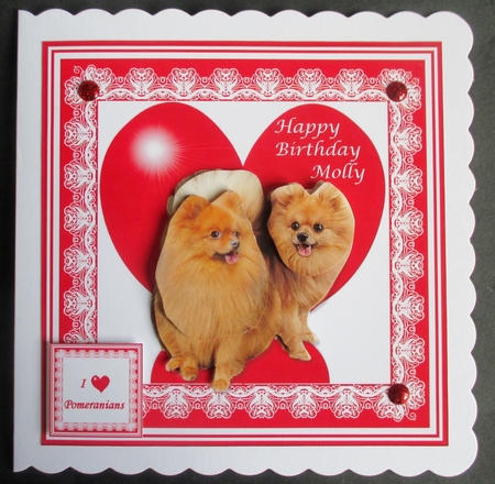 Pomeranian 8x8 Heart 3D Decoupage by Davina Rundle