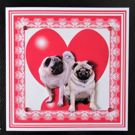 Pug Dog 8x8 Heart 3D Decoupage by Davina Rundle