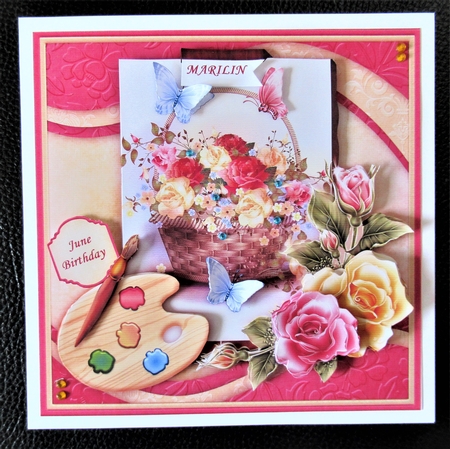 Artists Canvas Rose Basket 7.5 Decoupage Mini Kit by Davina Rundle