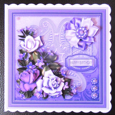 Purple and Lilac Roses on a Lace Doily 8 x 8 Decoupage Kit by Davina Rundle