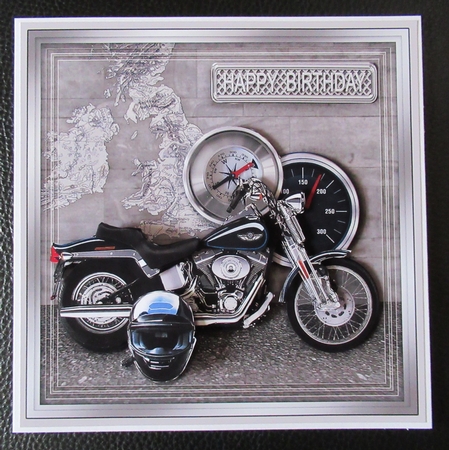 Blue Motorbike with Uk Map 8in x 8in Decoupage Mini Kit by Davina Rundle