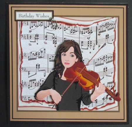 Birthday Card with Sheet Music & Violinist by Davina Rundle