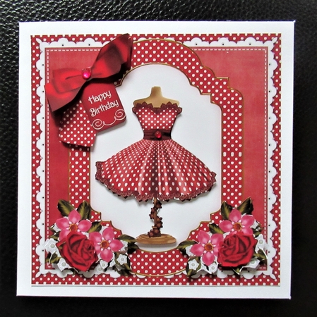 Red Dotty Dress Happy Birthday 8in Decoupage Step by Step by Davina Rundle
