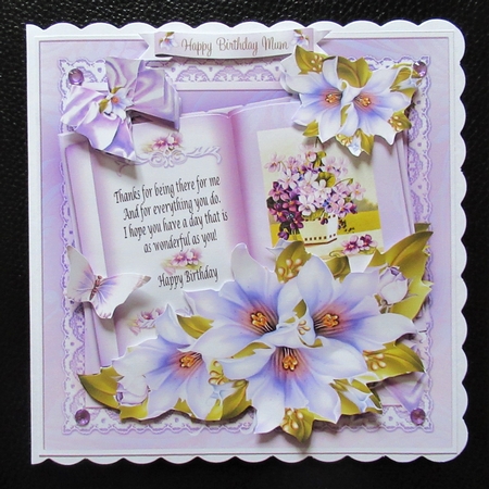 Violet Flowers and Book Card Mini Kit by Davina Rundle