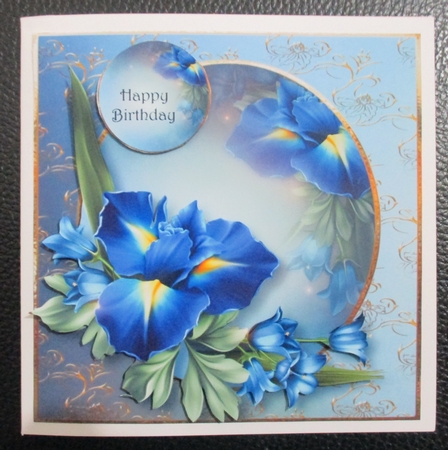 Beautiful Blue Iris 8x8 Quick Topper by Davina Rundle