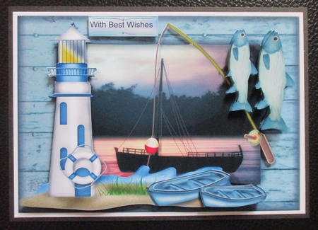 Male Card Lighthouse in Wooden Frame Mini Kit by Davina Rundle