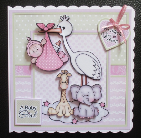 New Baby Girl Stork Mini Kit by Davina Rundle