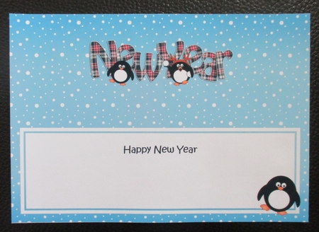 Large Dl New Year Penguins Insert by Davina Rundle