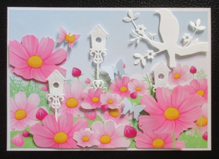 Cosmos / Pink Daisies Card Front / Topper by Davina Rundle