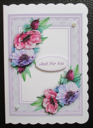 A5 Lovely Anemones on Lace by Davina Rundle