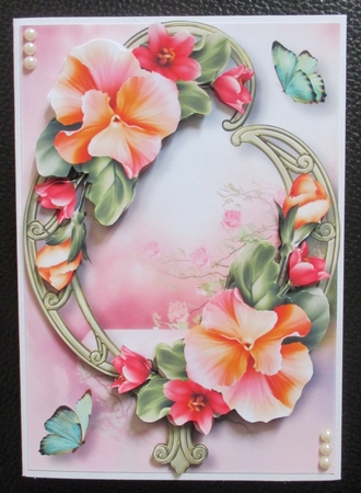 Pretty Peach Pansies on Golden Frame by Davina Rundle