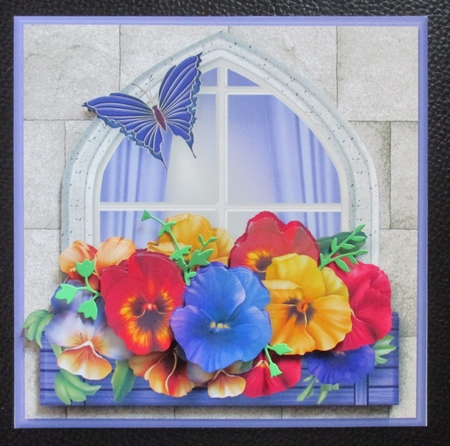 Pretty Pansies - Windowbox Card Mini Kit by Davina Rundle