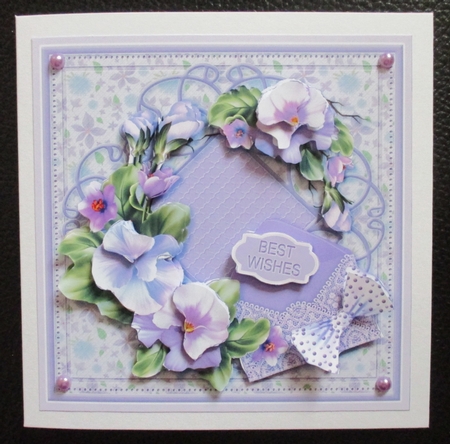 Lilac Spring Pansies on a Doily 8in x 8in Decoupage Mini Kit by Davina Rundle