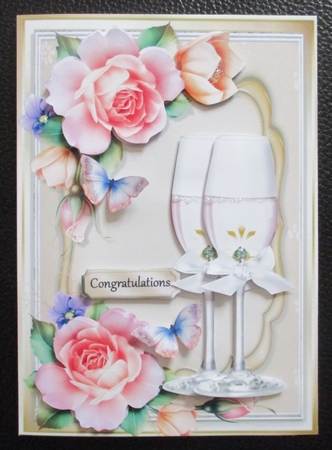 Beautiful Pink Rosess With Champagne Glasss by Davina Rundle