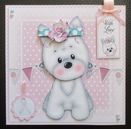 Think Pink Westie Mini kit  Breast Cancer Awareness/Birthday Card by Davina Rundle