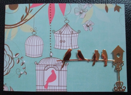 Birdcage Mint 7x5inch Landscape Card & Envelope Mini Kit by Davina Rundle