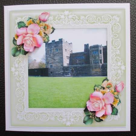 Castle Drogo, Dartmoor, Devon - 8 x 8 Floral Decoupage Card Topper by Davina Rundle