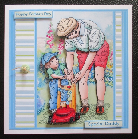 DADDYS LITTLE HELPER MOWING THE LAWN 7.5 Decoupage Mini Kit by Davina Rundle