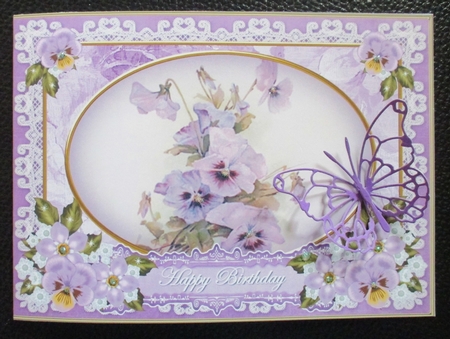 Pansies Happy Birthday 7x5inch Landscape Card & Envelope Mini Kit by Davina Rundle