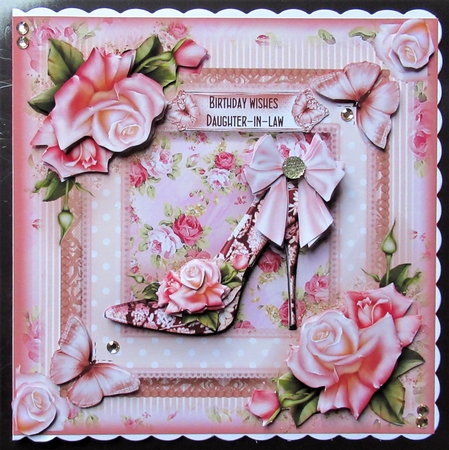 The Shabby Chic Rose Shoe Card Front Kit by Davina Rundle