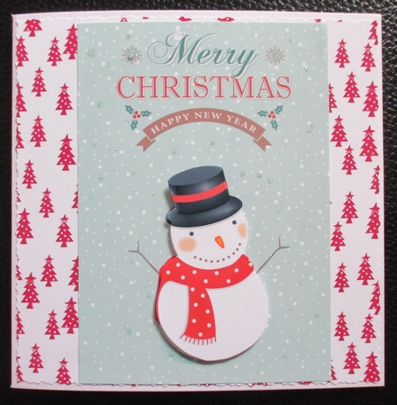 RETRO CHRISTMAS SNOWMAN Card front / Topper by Davina Rundle