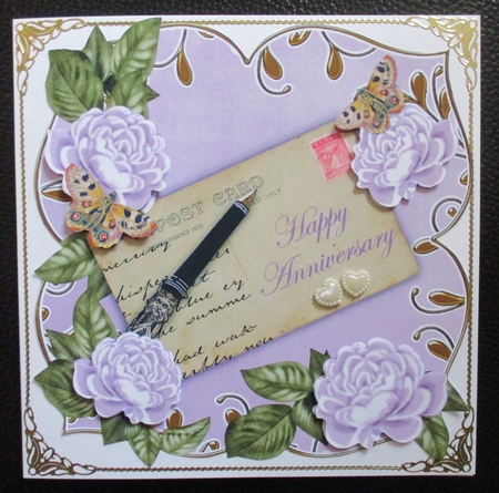 Lilac Rose Happy Anniversary 8in Fancy Rose Topper by Davina Rundle