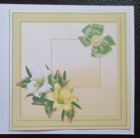 Yellow & White Lilies on a Lace Hearts Frame matching 8inx8in Insert Plate by Davina Rundle